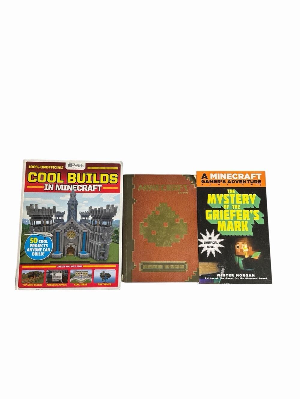 Lot of 3 Minecraft Books Video Game Cool Builds Book Redstone Handbook Chapter